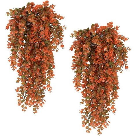 Zwei 80 cm große künstliche orangefarbene Grünlilien und Eukalyptus-Dekoration (1/5)