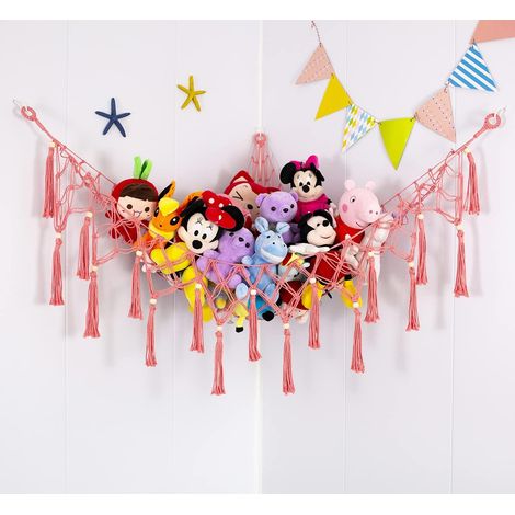 Filiyano-Filet à peluches ou hamac en macramé pour jouets, hamac de rangement pour peluches, hamac d'angle à suspendre (1/5)