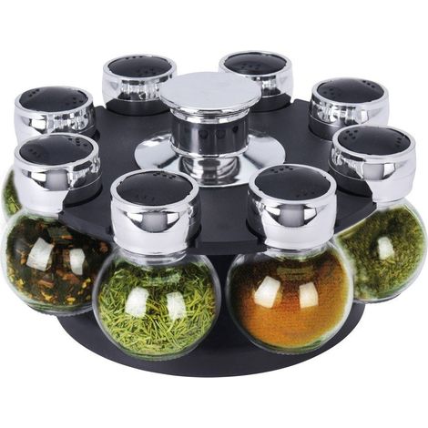 Carrousel à épices, 8 bocaux en verre, support rotatif (1/5)