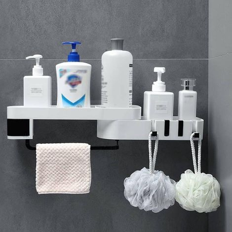 TrAdE Shop Traesio - Mensola Da Parete Bagno Scaffale Rotante Portaoggetti Cucina Doccia Organizzatore - (1/5)