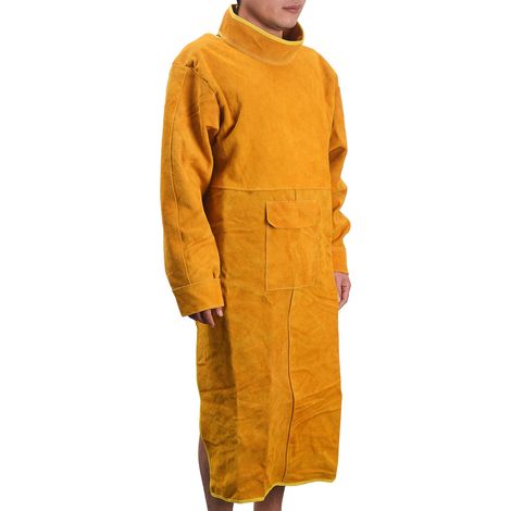 Vêtements de travail réversibles en cuir de vachette, col montant, manches longues, ignifugés, pour soudage. (1/5)