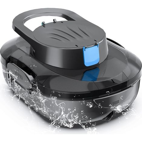 2026 Upgrade Robot Piscine, Autonomie de 120 Minutes, Double Moteur Nettoyeur de Piscine, Compact et Léger Aspirateur Piscine sans Fil, Idéal pour Piscines à Fond Plat 95m², Gris foncé (1/5)