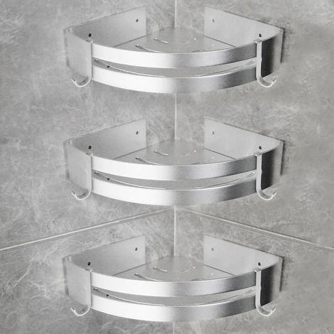 Yorbay 3er-Pack Duschablagen aus Aluminium, montagefrei ohne Bohren, Eckablage für die Dusche