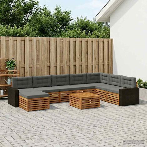 vidaXL Outdoor-Sofagarnitur mit Kissen 9 pcs Natur und Anthrazit (1/5)