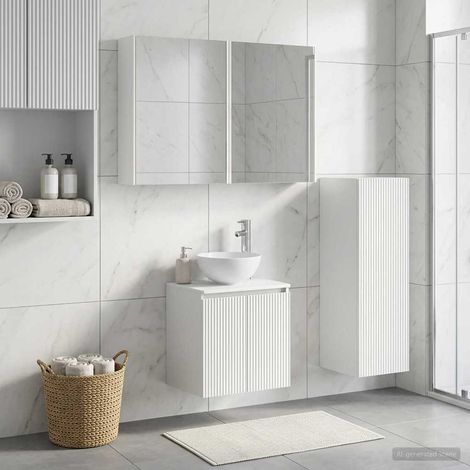 vidaXL Bathroom Furniture Set 4 pcs White Engineered Wood and Glass (1/5)