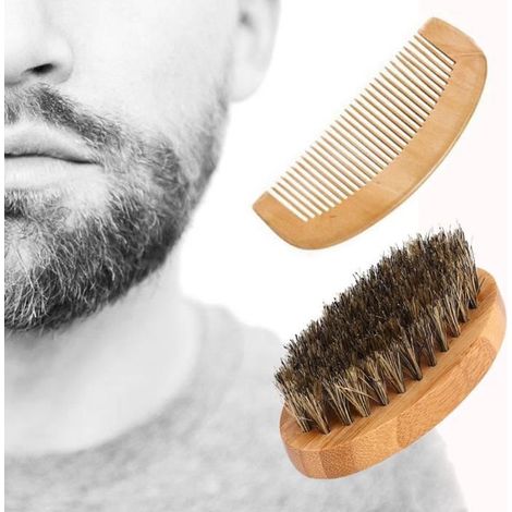 Brosse à barbe pour homme en poils de sanglier, peigne rigide, manche ovale en bois. Frandmuke5874LMY20180945 (1/5)