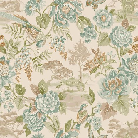 Holden Decor Scenic Bird Trail Teal Orange Wallpaper Naturistic Feature Wall (1/4)