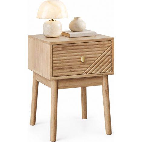 ELVMI Comodino con 2 Cassetti e Maniglie in Metallo, per Camera da Letto, in MDF, 40 x 40 x 55 cm, Rovere (1/5)