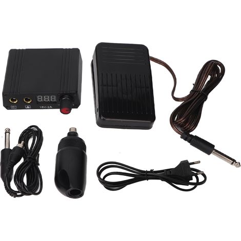 Kit tatouage machine rotative courte, écran LCD double mode RAC connecteur, set noir 100‑230V avec prise UE (1/5)