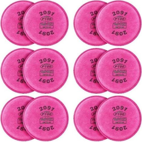 Filtre particulaire 2091 P100 – Lot de 12 filtres – Efficacité de filtration 95% – Pour respirateurs 6000 6200 6800 7000 FF-400