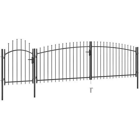 vidaXL Portail de jardin Woerden avec pointe en forme de lance 5 x 1,25 m noir (1/5)