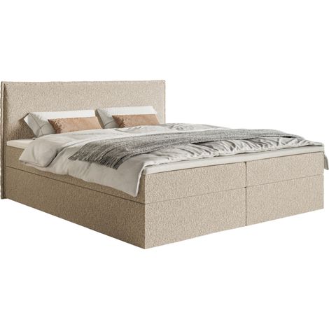 Selsey Softie – Boxspringbett 180x200 cm mit Topper und Stauraum, Chenille, Hellbeige (1/5)
