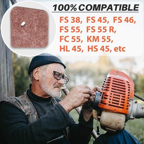 Luftfilter für STIHL FS38, FS55, FS45, FS46, KM55, FS55R Freischneider, FS 38 Wartungsset inklusive Luftfilter mit Zündkerze, Primerpumpe, Schlauch und Kraftstofffilter (1/5)