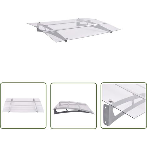 The Living Store Auvent de porte argenté et transparent 120x90 cm polycarbonate - Auvent De Porte - Abri De Porte - Protection Solaire - Store Extérieur - Ombrage Terrasse (1/5)