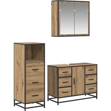Juego de muebles de baño con cajón 3 pcs Roble artisan vidaXL