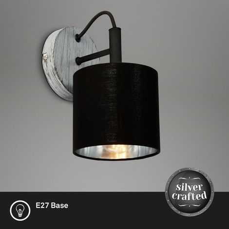 Briloner Leuchten LURI - Applique murale et plafonnier - 2737014 - Abat-jour en tissu - Silver Crafted - 1 flamme - douille E14 max. 25 watts - 12 cm (1/5)