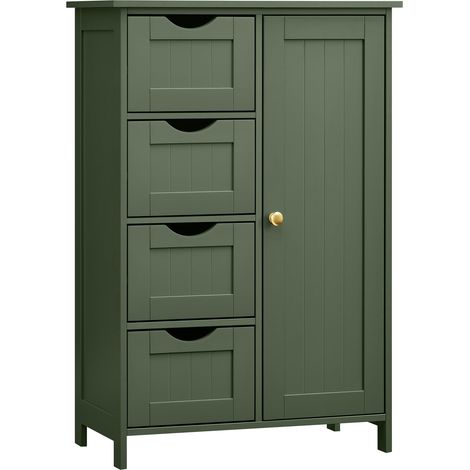 Meuble Salle de Bain Rangement, Commode, avec 4 Tiroirs (1/5)