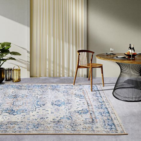 Tapis d'intérieur et d'extérieur Oriental tissé à Plat - Design Classique Vintage - Résistant aux intempéries et aux UV - pour Balcon, terrasse, Jardin (1/5)