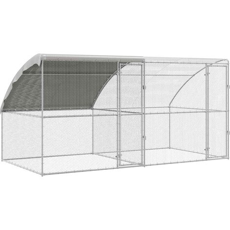Maison Exclusive - Cage à poules 2 pcs Argenté 400 x 200 x 200 cm Acier et PE (1/5)