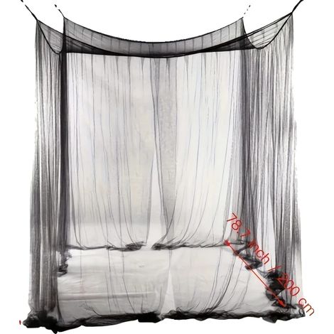 Mosquitera de una sola puerta, material de poliéster resistente, color negro. (1/2)