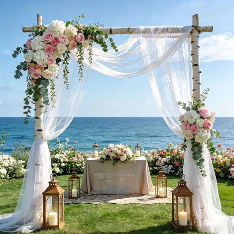 Rideau en Tulle Blanc, Voile Mariage Arche Tenture, Tenture Mariage (1000, Centimètres) (1/5)