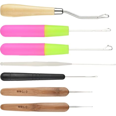 7 Piece Wig and Hair Extension Hook Needle Kit Easy Grip