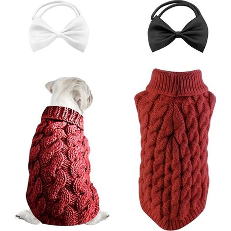 Pet Jumper, Pet Fly, Winter Warm Pet Coat, Turtleneck Jumper, Suitable for Cats and Dogs (S, Red) (1/5)