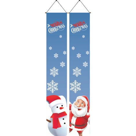 Nouveauté 2026 : Couplets de Noël, décorations de sapin de Noël avec Père Noël, décorations de porte, décorations de scène, bannières extérieures - 180 x 30 cm (polyester) - 25