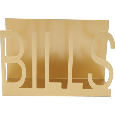 Organisateur de courrier en métal fer avec découpe, porte-lettres bureau pour enveloppes documents, base caoutchouc antiglisse, 15x5.5x9.5cm, or, 1 pièce (1/5)