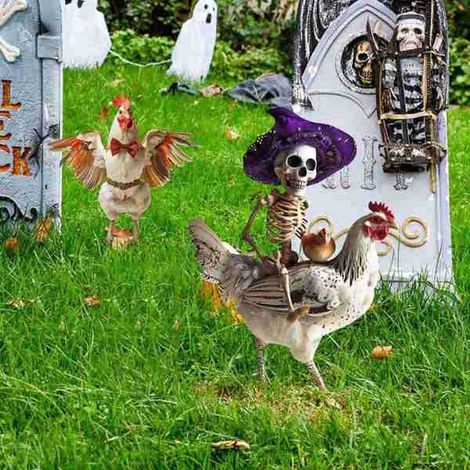 Two colors: as pictured. Material: metal. Halloween patio decoration: metal chicken skeleton. (1/5)