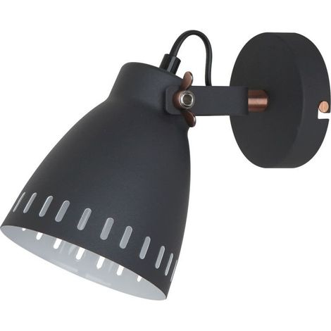 Italux Franklin - Aplique Industrial y Retro Grafito, Cobre Rojo 1 Luz con Pantalla Grafito, E27