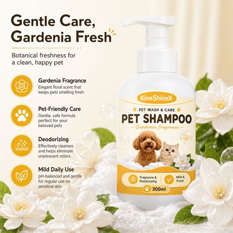 KineShineX Gardenia Haustier-Schaumshampoo - Geeignet für Katzen und Hunde (2-in-1 Schaumshampoo) (1/5)