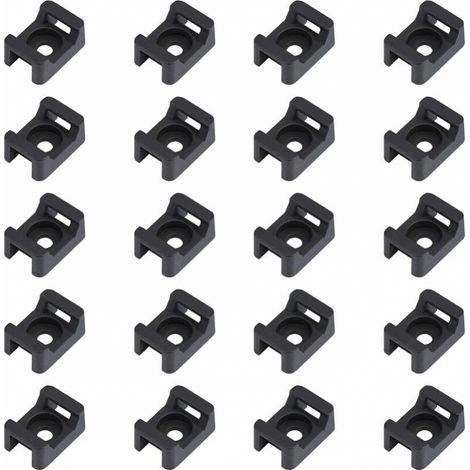 150PCS Attache de câble noir supports 23mmx16mm de type selle support de base de câble (1/4)