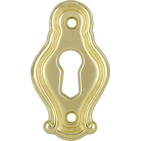 Schlüsselschild Mondial Breite 26mm, Höhe 46mm - Beschlag für Schlüsselloch, Messing glänzend (1/2)