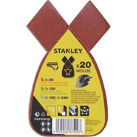 PACK 20 LIJAS P/MOUSE B&D G/SURTIDO 5xG80, 5xG120, 5xG180, 5xG240
