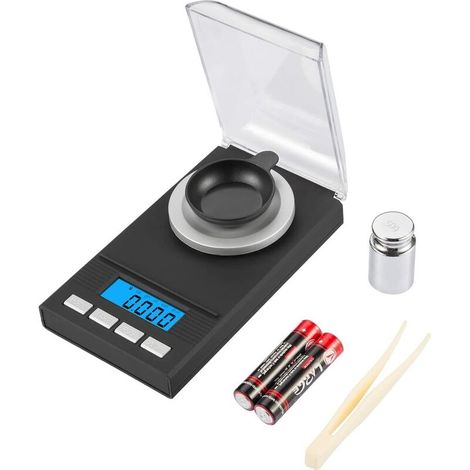 VURAHOME - Balance de Precision, 50g/0,001g, Pesage de Haute Précision, Balances de Bijoux de Poche, Balance Numérique Portable Avec Affichage LCD, Livré avec Poids de Calibrage, Pincette et Plateau d (1/5)