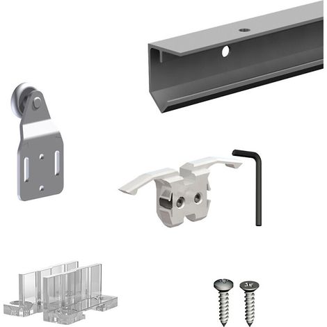 Slid'Up By Mantion – Système coulissant pour 1 porte de placard – Rail aluminium 1,94 m – Poids max 45 kg – Épaisseur de porte 16 mm min – Installation facile