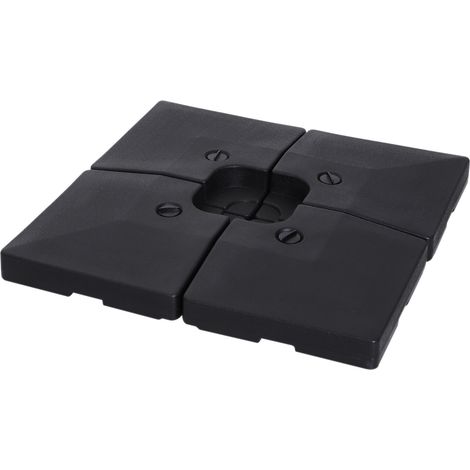 4 x Sonnenschirmgewicht Sonnenschirmständer befüllbar mit Sand Wasser HDPE-Kunststoff Schwarz Maße pro Element 51 x 51 x 12 cm bis zu 130 kg