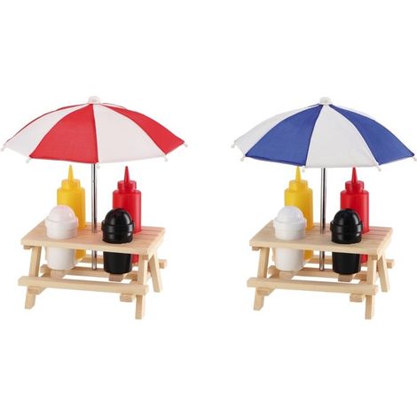 Ad Trend Menage per Salse, Sale e Pepe 19 x 17 Cm H 11 Cm Ombrellino Bianco Rosso o Blu 1 Pz (1/2)