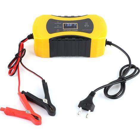 Chargeur 12V 8A pour Batteries Voiture Moto Plomb Acide, Protection Inversion Polarité et Court-Circuit, Affichage Tension Courant, UE 100-240V (1/5)