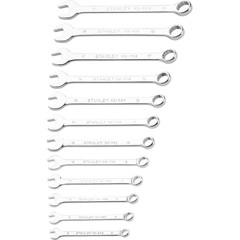 Clés Mixtes -Forgées En Acier Chromé - Œil Plat - Manche Ergonomique Pour Un Serrage Plus Puissant - Avec Support De Rangement Permanent - 12 Pièces (1/5)