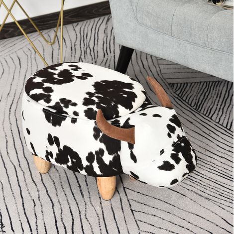 Hocker mit Stauraum in Kuhform, 62 x 35 x 36 cm, schwarz-weiß, bis 120 kg HAVRYA (1/3)