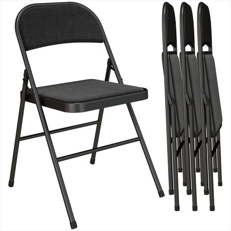 Banc de salle à manger Chaises pliantes en métal et tissu lin lot (1/5)