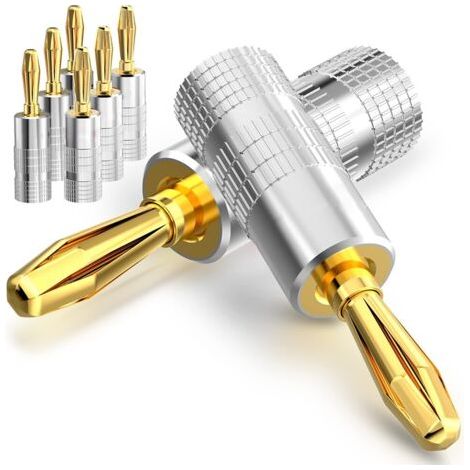 Fiche Banane 5 Paires (10 Pièces) Plaqué or pour Câble Enceinte avec un Diamètre de 0.75mm à 4mm, Banane Connecteur pour HiFi Haut-Parleur, Amplificateur, Speaker Cable (1/5)