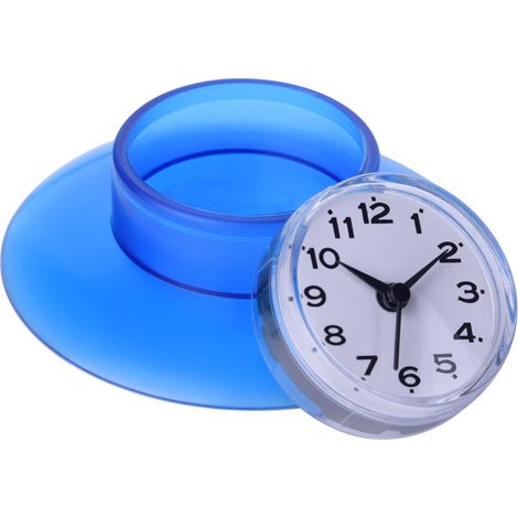 Montre murale étanche quartz bleue, horloge décorative pour salle de bain, cuisine, miroir compact avec ventouse, 1 pièce, design moderne. (1/3)