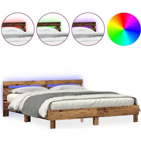 Estructura de cama con cabecera Madera vieja 200 x 200 cm vidaXL (1/5)