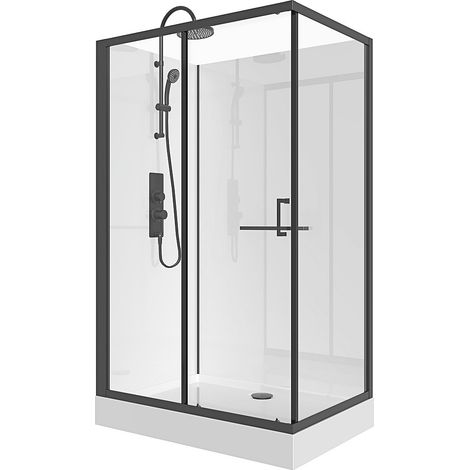 Box doccia rettangolare Installazione reversibile L110 x l80 x H225 cm Nero opaco - ZODANI