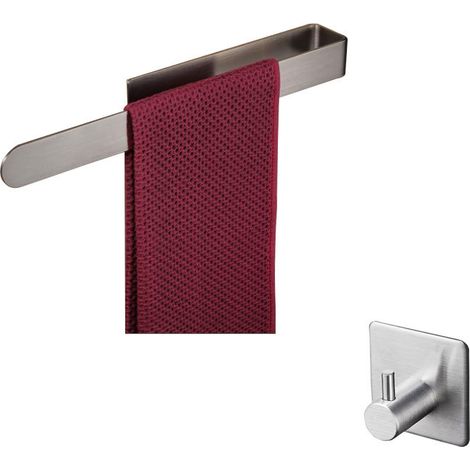 Nickel Brossé Porte-Serviettes Autocollant,Acier Inoxydable Porte Serviettes Mural,Anneau de Serviette Moderne de Salle de Bain ,Support de Serviettes Salles de Bains 37cm GROOFOO (Avec crochet1) (1/5)