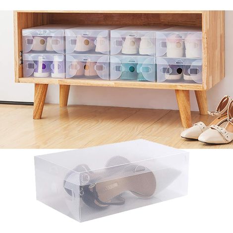 20 Stück Transparent Schuhbox Schuhkarton Schuhaufbewahrung Schublade Stapelbar, für Schuhen Gürtel Schals Socken Cosmeticsetc und Mode-Accessoires verwendet werden faltbar und stapelbar (1/5)