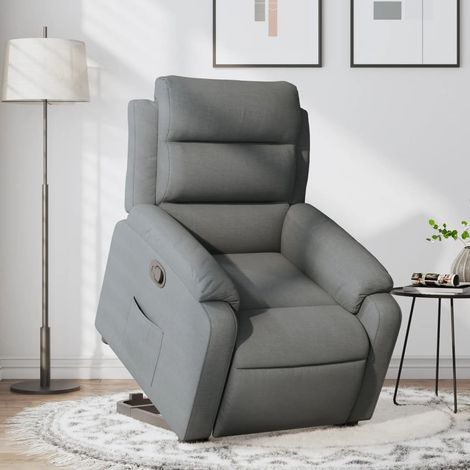 vidaXL Poltrona Alzapersona Reclinabile Grigio Scuro in Tessuto (1/5)